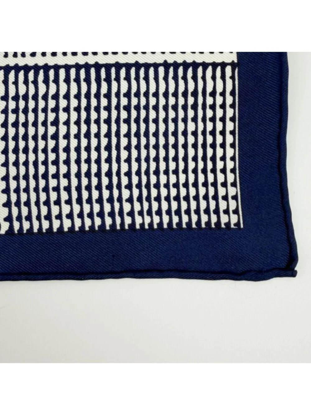 Dior Glen Check Houndstooth Silk Scarf Navy White Vintage - Picture 7 of 7
